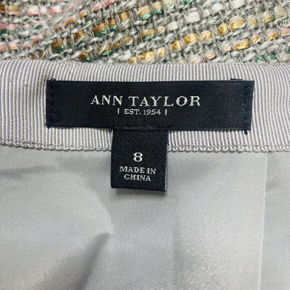 Ann Taylor Skirt Size 8 Tweed Pencil Boucle Knit Pink Gray Multicolor Wool Blend - Picture 7 of 11